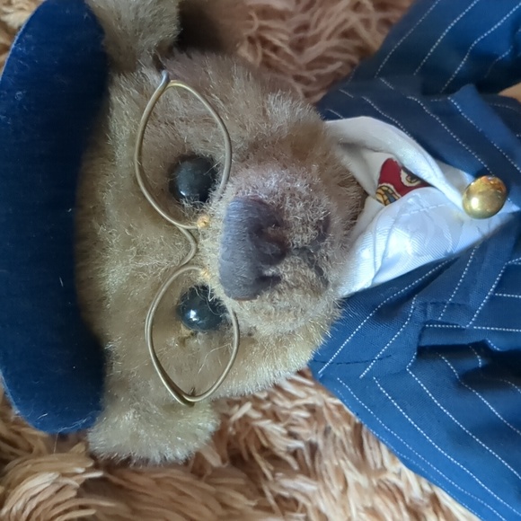 BAXTER* Brass Button Bear orig. outfit and tags, sweet little dude in pinstripes - Picture 2 of 7